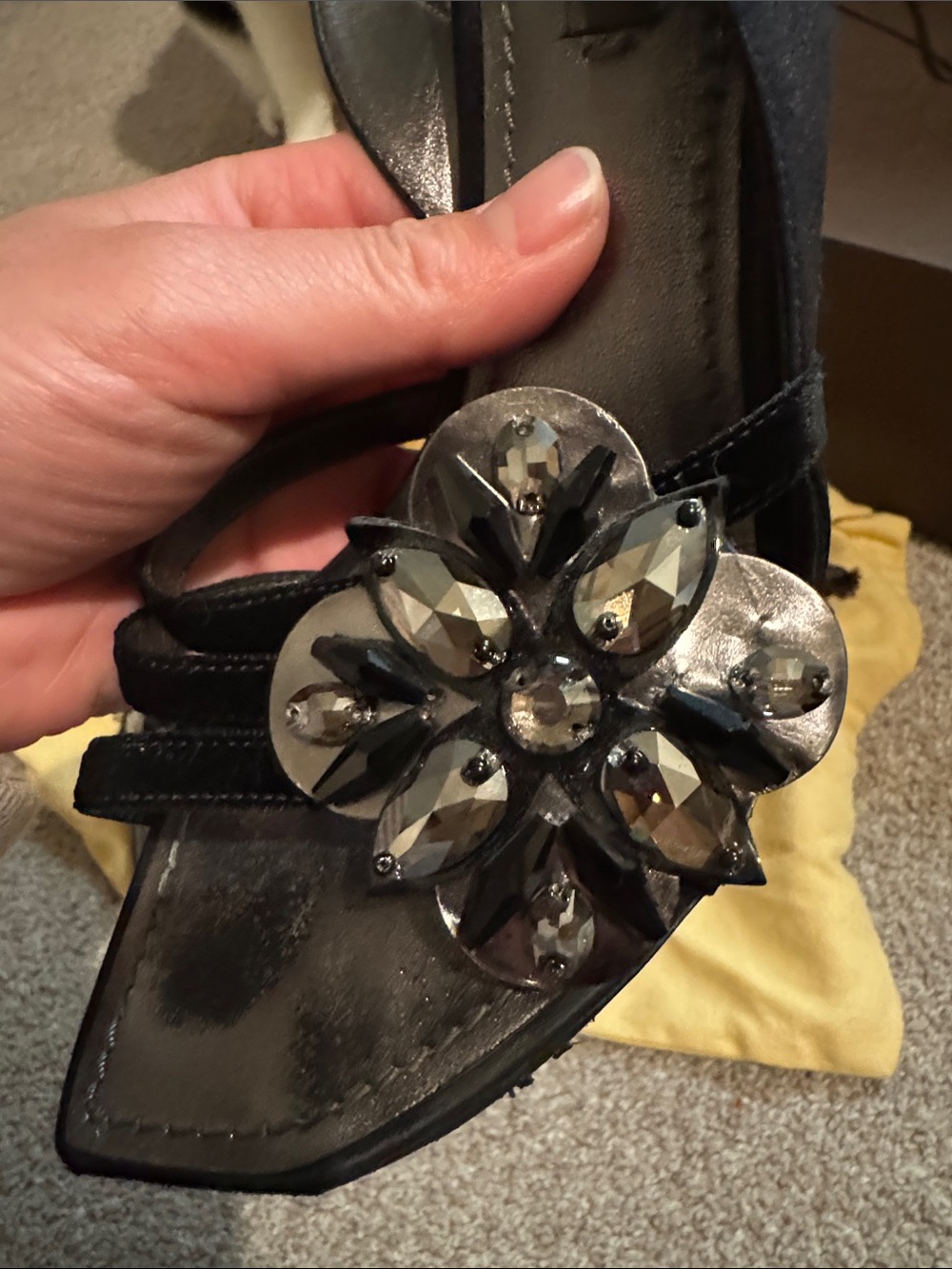 Louis Vuitton Black Jeweled Flower Slingback Heels 35.5 - Picture 11 of 12